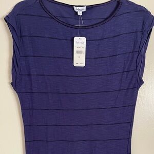 Splendid Purple Striped Short Sleeve Tee Dress with slip